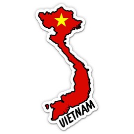 Squiddy Vietnam Map with Flag - Vinyl Sticker Decal for Phone, Laptop, Water Bottle - 3"