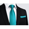HISDERN Mens Ties Teal Silk Tie and Pocket Square Set