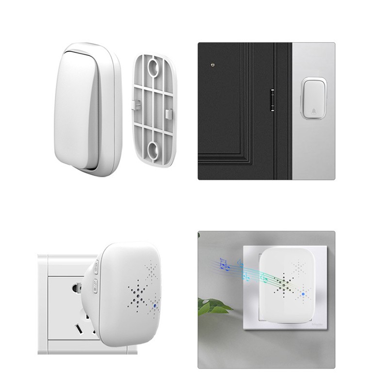 Self Powered Wireless Doorbell Set Waterproof Long Range 36 Ringtones
