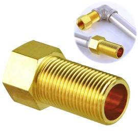 Brass Threaded Pipe Fittings 1/2 PT Male X 1/2 PT Female Adapter 50mm Female Hex Pipe Fitting Extension Water Pipe Reducer Thread Fitting for Toilet Fill Valve Water Supply Line 1/2 BSPT