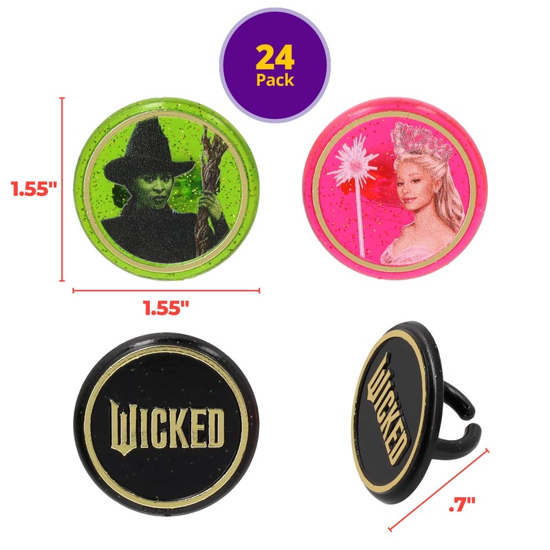 Wicked Cupcake Rings With Glinda And Elphaba, 24 Cupcake Toppers