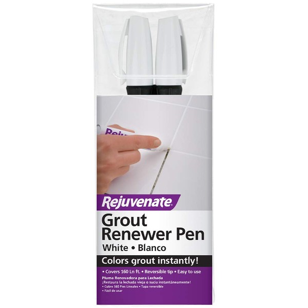 Rejuvenate White Grout Restorer Marker Pens Restore and Renew Dingy Stained Grout in Minutes 2 Units Pack