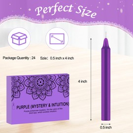 Tobeape Spell Chime Candles 24 pcs Purple Candles, 4" Tall Unscented Mini Taper Candle for Witchcraft, Wiccan Altar, Magic Tools, Rituals, Prayer, Meditation and Party Decoration
