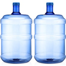 Bokon 2 Pieces 5 Gallon Water Jugs Round Plastic Water Bottle with Handle Screw Cap Reusable Large Capacity Bottle for Camping Outdoor Travel Gym Use