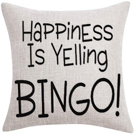 YJQGOL Happiness is Yelling Bingo Pillow Covers 18x18 Inch Pillowcases Double SideCamping Lover Decor Machine Washable Removable Invisible Zipper Color:Happiness is Yelling Bingo