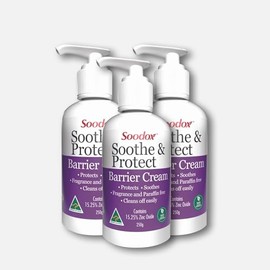 Soodox Soothe & Protect Barrier Cream VALUE PACK 3 x 250g - Convenient Pump Bottle, 100% Natural, Australian Made