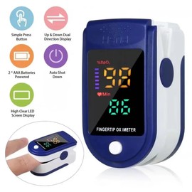 Finger Pulse Oximeter Larger Display Blood Oxygen Monitor with Batteries and Lanyard Included Fingertip Pulse Oximeter Color: Navy Blue