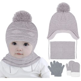 Hicdaw 6PCS Toddler Winter Hats and Baby Mittens Gloves Neck Warmer Set Baby Winter Hat Scarf Gift for Kid Boys Girls