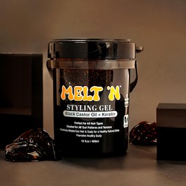 EBIN NEW YORK Melt'n Styling Gel Keratin and Black Castor Oil 32oz - Gives High Shine and Provides a Soothing and Calming Effect, Strong Hold Styling, Nourshing the Hair, No Frizz or Breakage