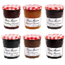 Bonne Maman Variety Preserves Pack (Strawberry, Raspberry, Cherry, Blueberry, Apricot and Fig) 13 oz Jars (Pack of 6)