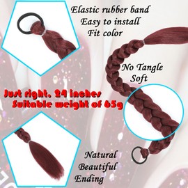 ZNJRPR Ponytail-Extensions-for-Black-Women Draw-String-Ponytail-for-Black-Women24inch 2pc Braided-Ponytail-Extension Braid-Extensions-Long-Braided-Ponytail-Extension-for-Black-Women (Burgundy)