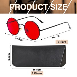 JTMKYO 2 Pieces Round Frame Retro Sunglasses And 2 Pieces Glasses Bags, Dressing Accessories, Fashion Accessories, Outdoor Beach Sunglasses, Universal For Both Men And Women.