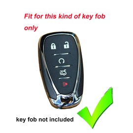 Silicone Key Fob Cover Case Protector Fit for Chevy Malibu Camaro Trax Traverse Sonic Cruze Volt Equinox Spark Bolt EV Keyless Entry Remote Fob Skin Jacket Holder (1 Black with Red + 1 Blue)