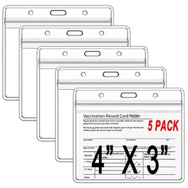 Card Protector 4 X 3 Inches Immunization Record Vaccine Cards Cover Holder Clear Vinyl Plastic Sleeve with Waterproof Type Resealable Zip (5 Pack)