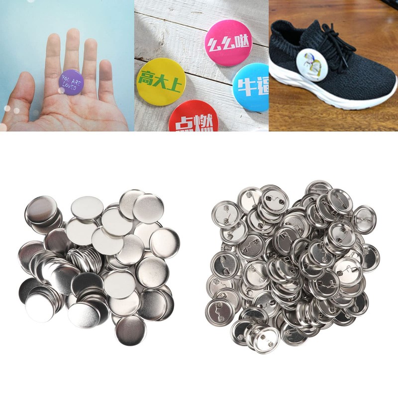 100 Sets Blank Button Making Accessories, Round Badges, Button Parts,