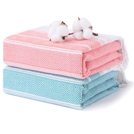 2 Packs Cotton Turkish Beach Towels Quick Dry Sand Free Oversized Bath Pool Swim Towel Large Extra Xl Big Blanket Adult Travel Essentials Cruise Accessories Must Haves Clearance Vacation Stuff