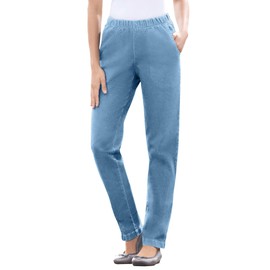 Woman Within Women's Plus Size Petite Straight Leg Fineline Denim Jean - 20 WP, Light Stonewash