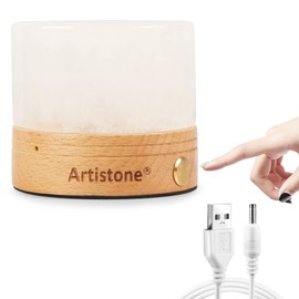 Artiistone Crystal Night Light Clear Quartz LED Lights with Wooden Base Touch Control USB Rechargeable Gemstone Lamp Nightlight for Kids Adults Bedroom Home Deor