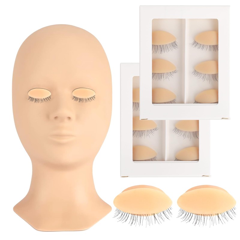 Eyelash Practice Eyelids, 6 Pairs Lash Mannequin Eyelids Replaceable Practice