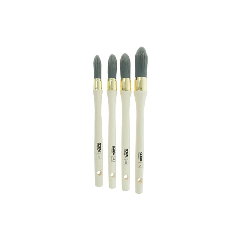 Coral Precision Round Sash Paint Brush Set X 4 Synthetic