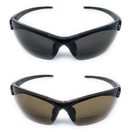 Incredible Bargains 2 Pair The Grant Bifocal Sun Reader Sport and Wrap Around Reading Sunglasses, Unisex Safety Glasses for Men and Women, Black and Tortoise + 1.50