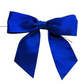 Pre-Tied Royal Blue Satin Bows - 4 1/2" Wide, Set of 12, Wired Craft Ribbon, Easter, Memorial Day, Veteran's Day, Christmas, Hanukkah, 4th of July, Wedding Embellishments, Gift Bows, Birthday