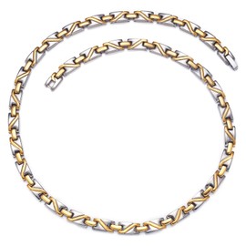 'WOLLET Jewelry Titanium Germanium Magnetic Health Necklace for Men or Women – Solid Gold 6 mm (1/4.5), Stainless Steel