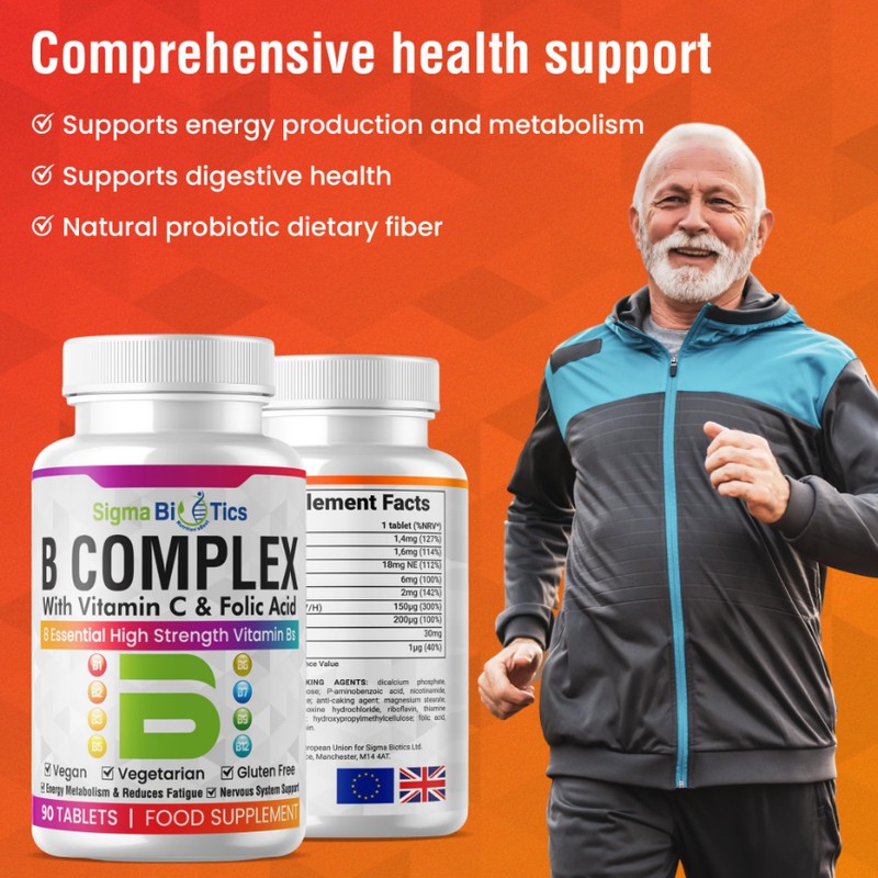 SigmaBiotics 8 B Complex Vitamins, B12, Vitamin C - Folic