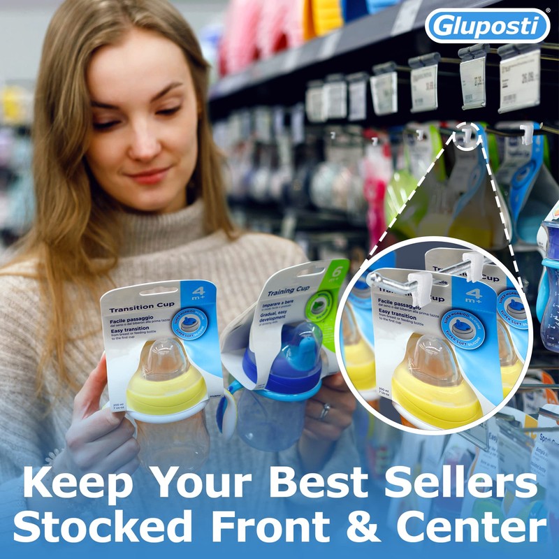 Gluposti Peg Hook Stoppers for 1/4 Pegboard Hooks and Slatwall,