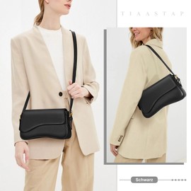 TIAASTAP Handbag Teenager Girls Shoulder Bag Hobo Bag Leather with Zip Vintage Aesthetic y2k Bag Small Handbags for Women Handbag Women's Small Shoulder Bag Shoulder Bag, A-Black