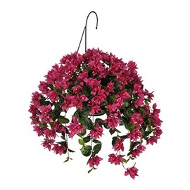 House of Silk Flowers Artificial Violet/Fuchsia Bougainvillea Hanging Basket