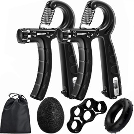 EDECOR 2 Piezas Fortalecedor de Agarre Kit, 5 en 1 Ejercitador de Mano con Contador, con Fortalecedor de Agarre de Mano,Pelota Antiestrés y Anillo de Entrenamiento de Antebrazo Para la recuperación y el fortalecimiento de las articulaciones de los dedos 