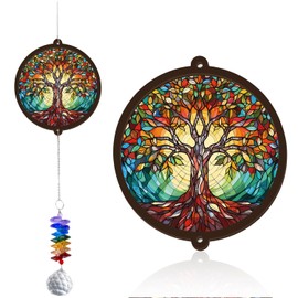 Memorial Gifts Tree of Life Suncatcher with CrystalSympathy Gift for Loss of Loved One, Bereavement Gifts Window Hanging 3.9" with 7.8" Chain, Remembrance Ornament for Grief Comfort,Willow Tree Decor