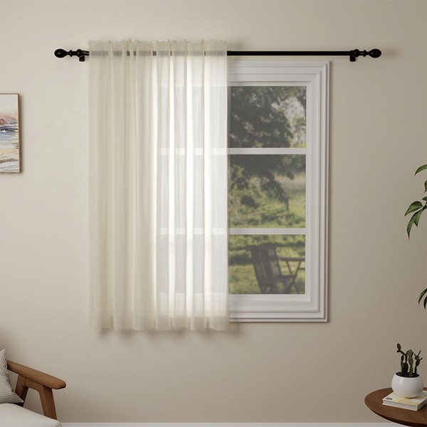 Pacok Cream Voile Curtains, 54 Drop Net Curtain for Windows,