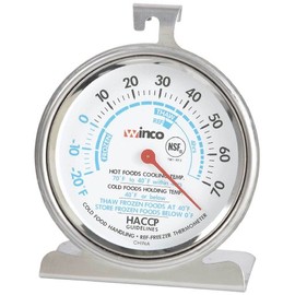 Winco Dial Refrigerator/Freezer Thermometer with Hook and Panel Base, 3-Inch