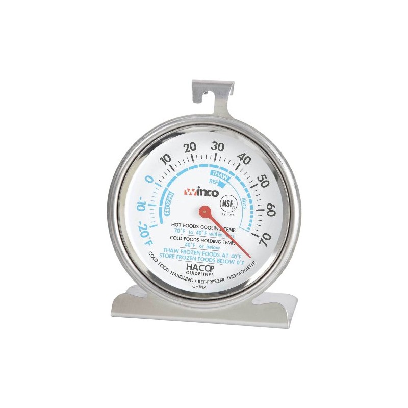 Winco Dial Refrigerator/Freezer Thermometer with Hook and Panel Base, 3-Inch