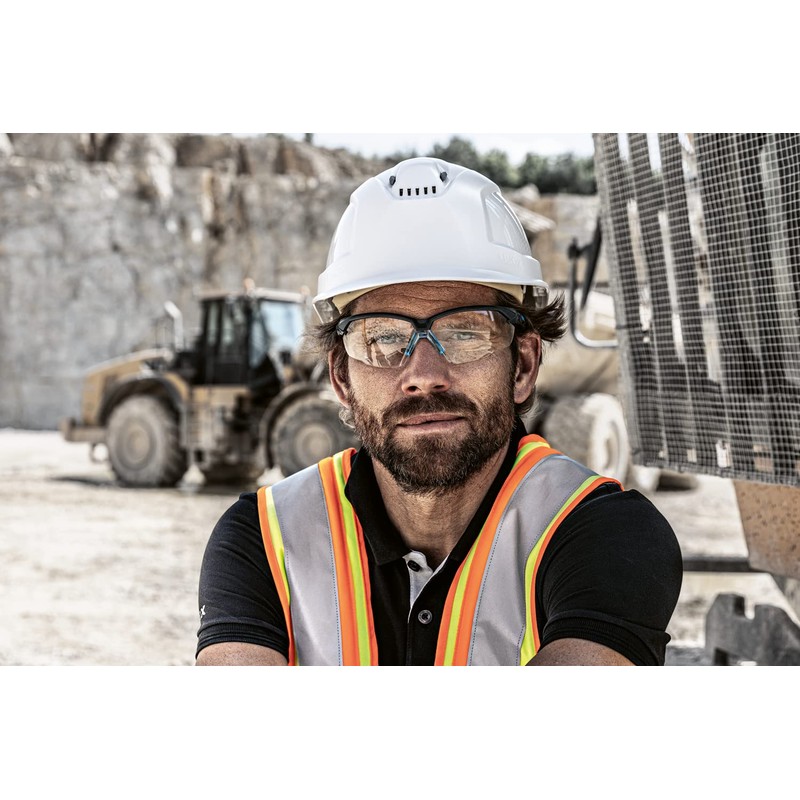 Uvex suXXeed Safety Glasses for Work and Laboratory, Transparent/Anthracite Blue