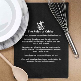 Azeeda 'Funny Cricket Rules' Black Cotton Tea Towel/Dish Cloth (TW00057418)