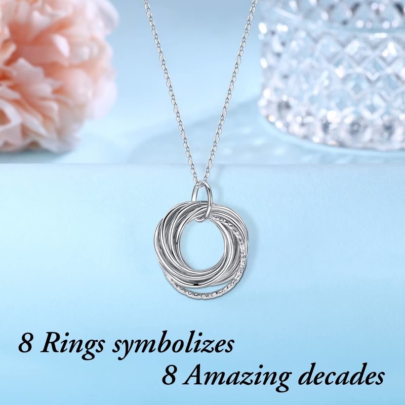 IEFLIFE 80th Birthday Gifts for Women, 8 Circle Necklaces Jewelry