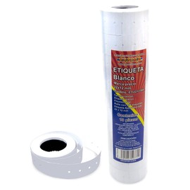Etiqueta autoadherible 22x12mm, marca precio color basico y flourescente 5500 etiquetas (Blanco)