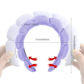 Spa Headband for Women, Makeup Headband Sponge Skincare Headband Soft Terry Cloth Fabric Hairband Hair Accessories for Washing Face, Makeup Removal, Shower, Skincare (Light Purple)