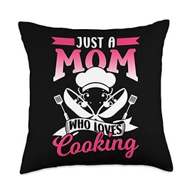 Mama Cooking Cute Mothers Day Kitchen Mother's Day Just A Mom Who Loves Cook Mommy Mama Mother's Throw Pillow, 18x18, Multicolor