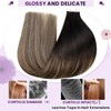 LaaVoo Tape-In Real Hair Extensions, Black, Ombre, Brown, Balayage, Caramel