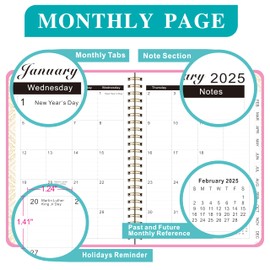 2025 Planner - 2025 Weekly Monthly Planner from Janaury 2025 - December 2025, Planner 2025 with 12 Month Tabs, 6.25" x 8.5", Pink