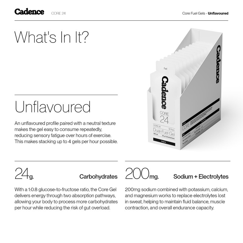 Cadence Core Energy Gels for Running Endurance - 24g Carbohydrates