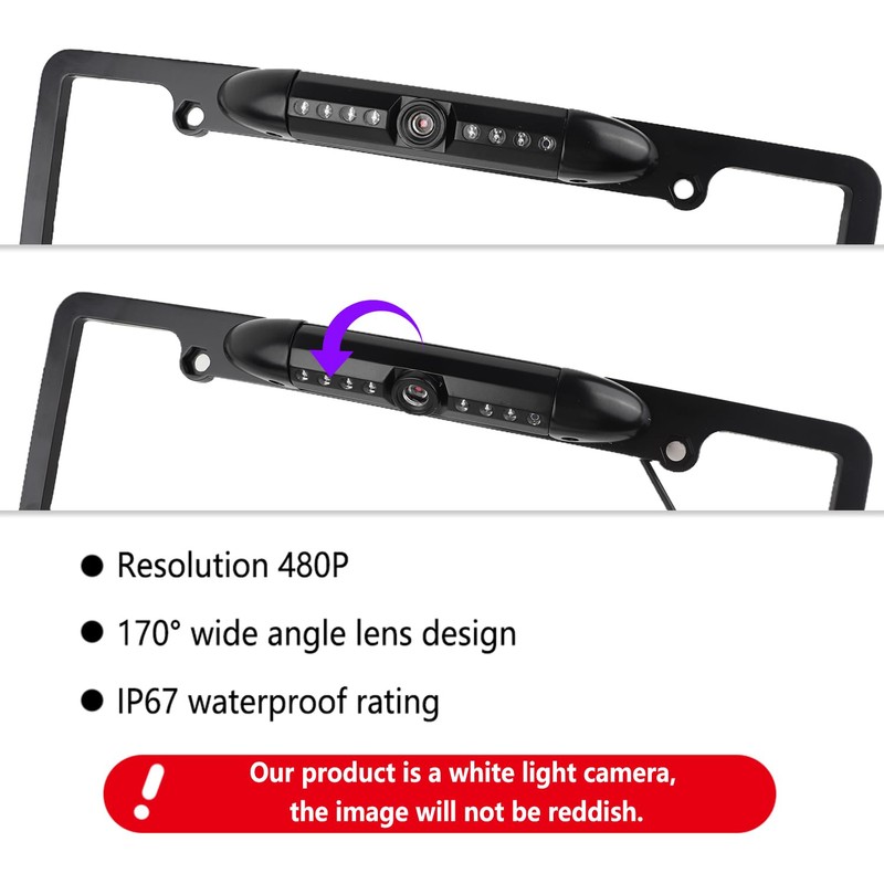 License Plate Backup Camera,HD Night Vision Reverse Camera with 8