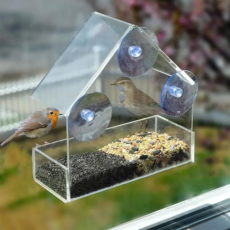 Ram® Window Bird Feeder Bird House Acrylic Window Bird Feeder