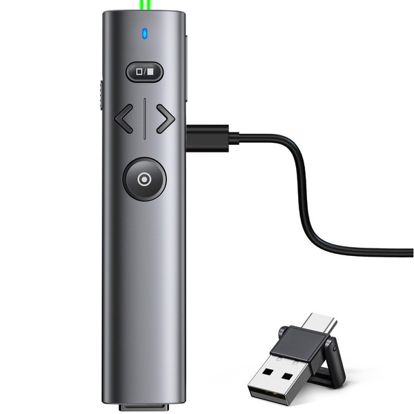 HELLCOOL USB C Presenter, 2.4 GHz Wireless Presenter with Laser