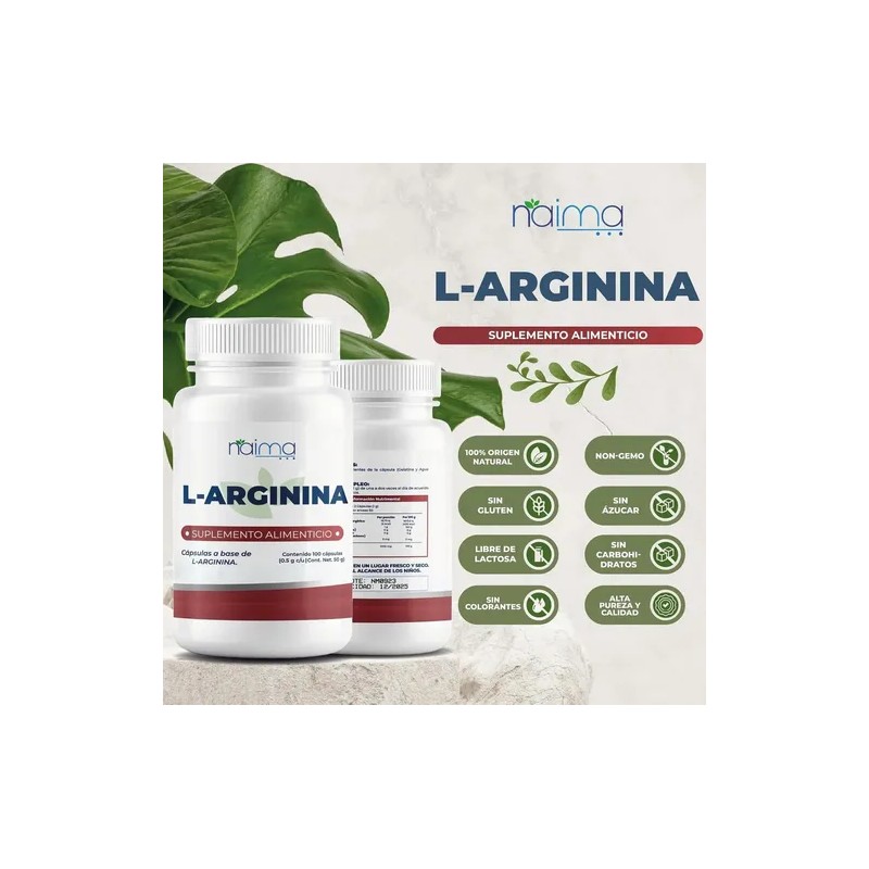 Arginina 500mg 100 Cápsulas Por Frasco