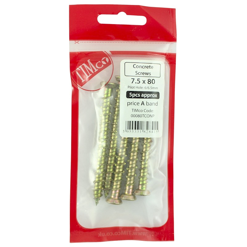 TIMCO Concrete Screws Flat Countersunk - Yellow - 7.5 x